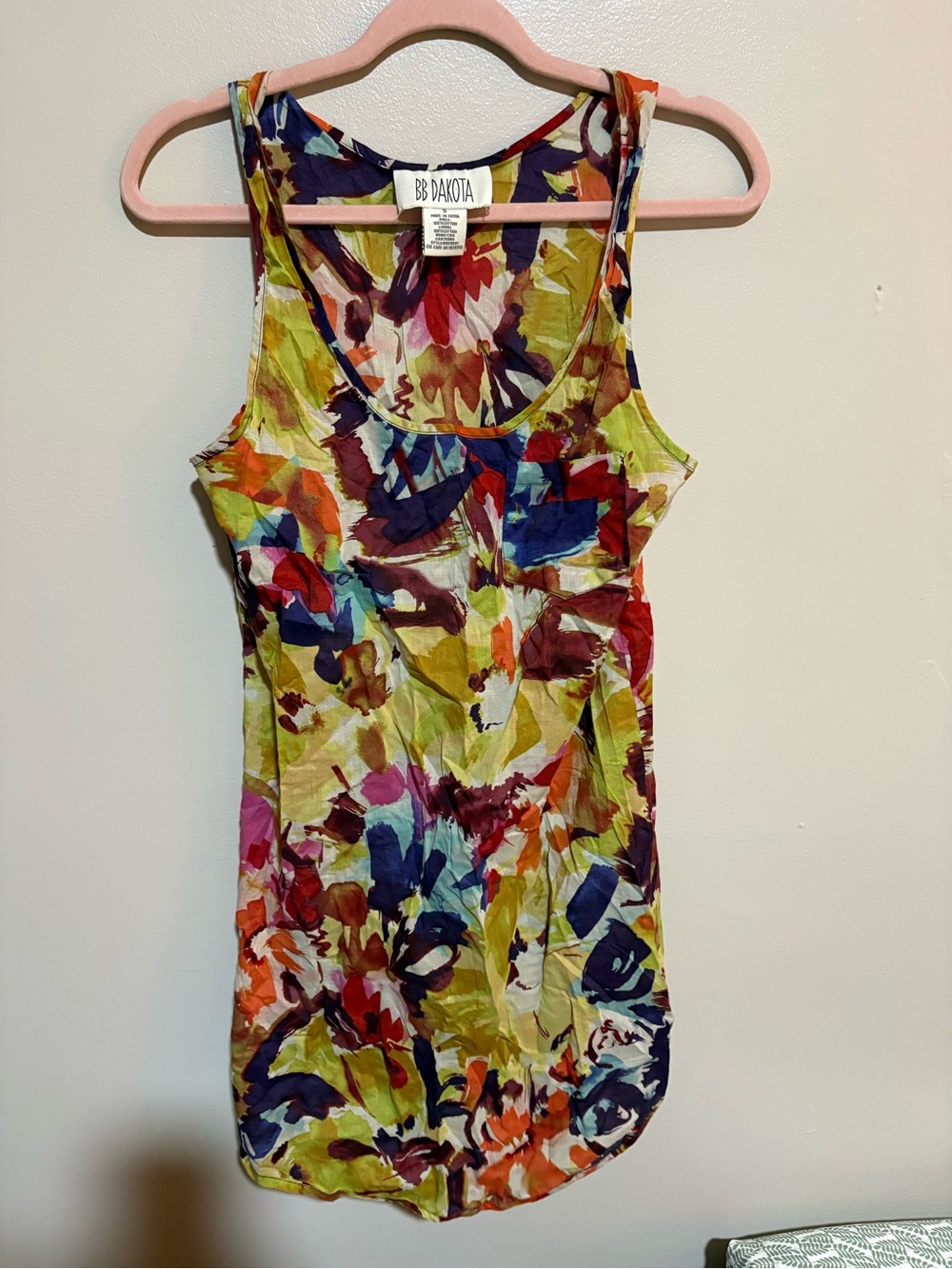 BB Dakota Vibrant Multicolor Floral Tank Dress with Purple, Red and Yellow